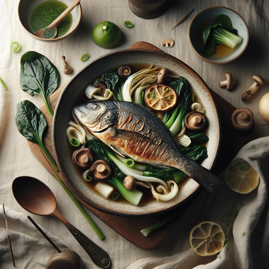 Especialidade do Chef: Robalo Assado Oriental com Pak Choi e Shiitake