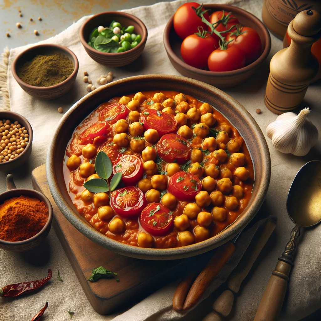Curry de Grão-de-Bico Saboroso e Saudável com Molho de Tomate Caseiro