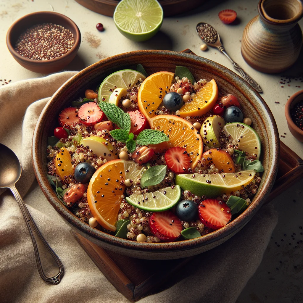 Fruity Quinoa Breakfast Salad with Honey-Lime Dressing