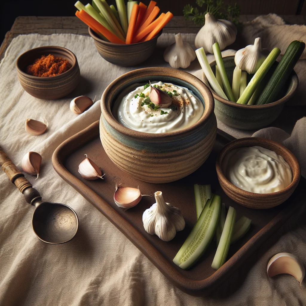 Garlic Yogurt Dip with Assorted Vegetable Sticks