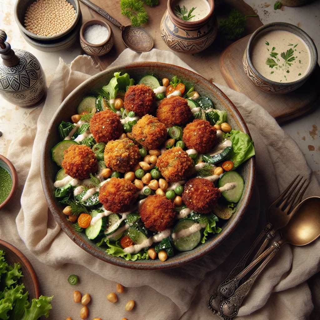 Crispy Falafel Salad with Tahini Dressing