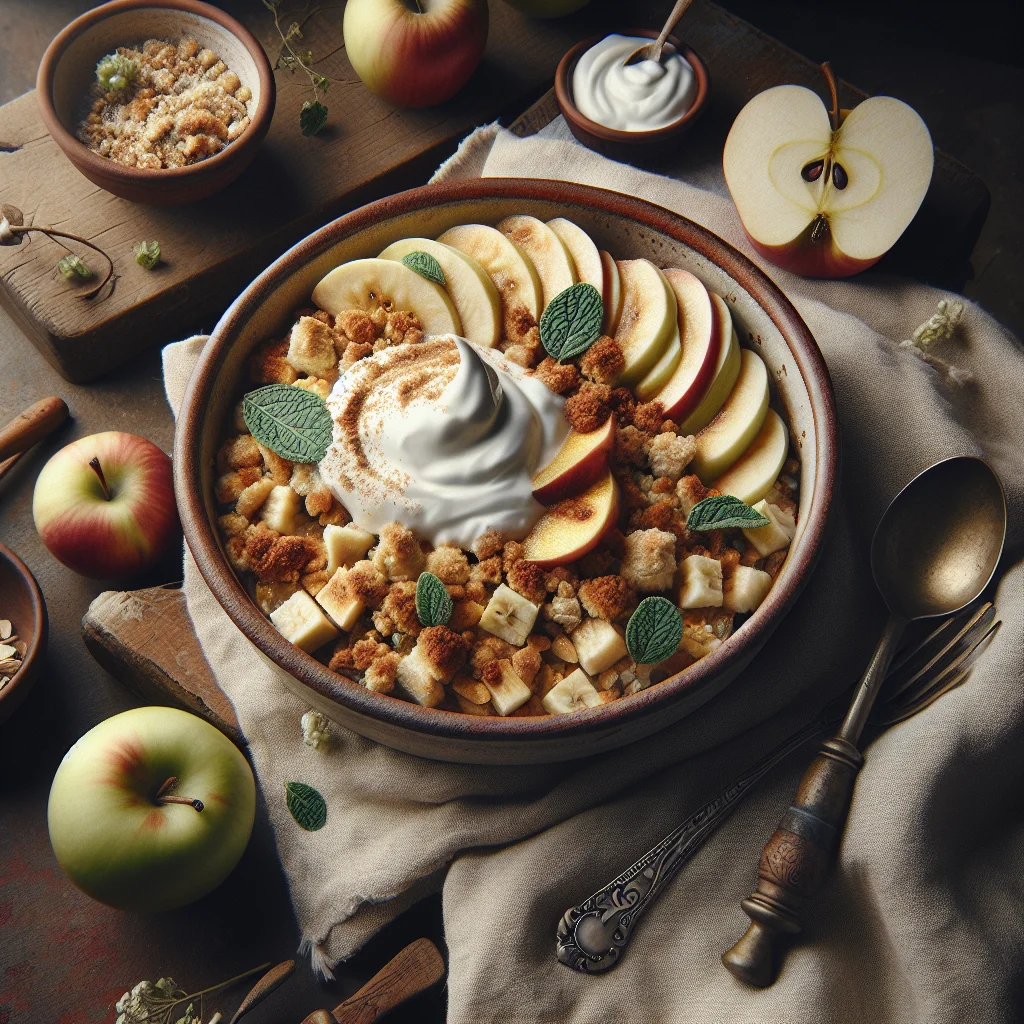 Healthy Apple-Banana Crumble with Greek Yogurt