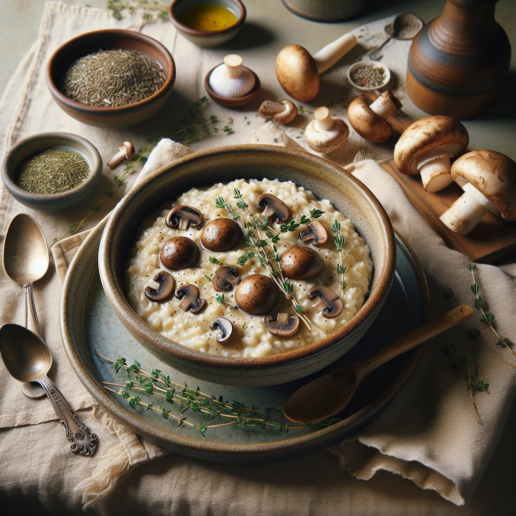 Risoto Cremoso de Cogumelos com Tomilho Fresco