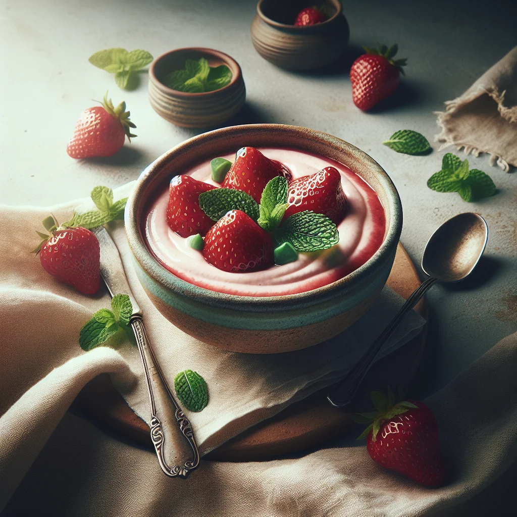 Refreshing Strawberry Mousse with Mint