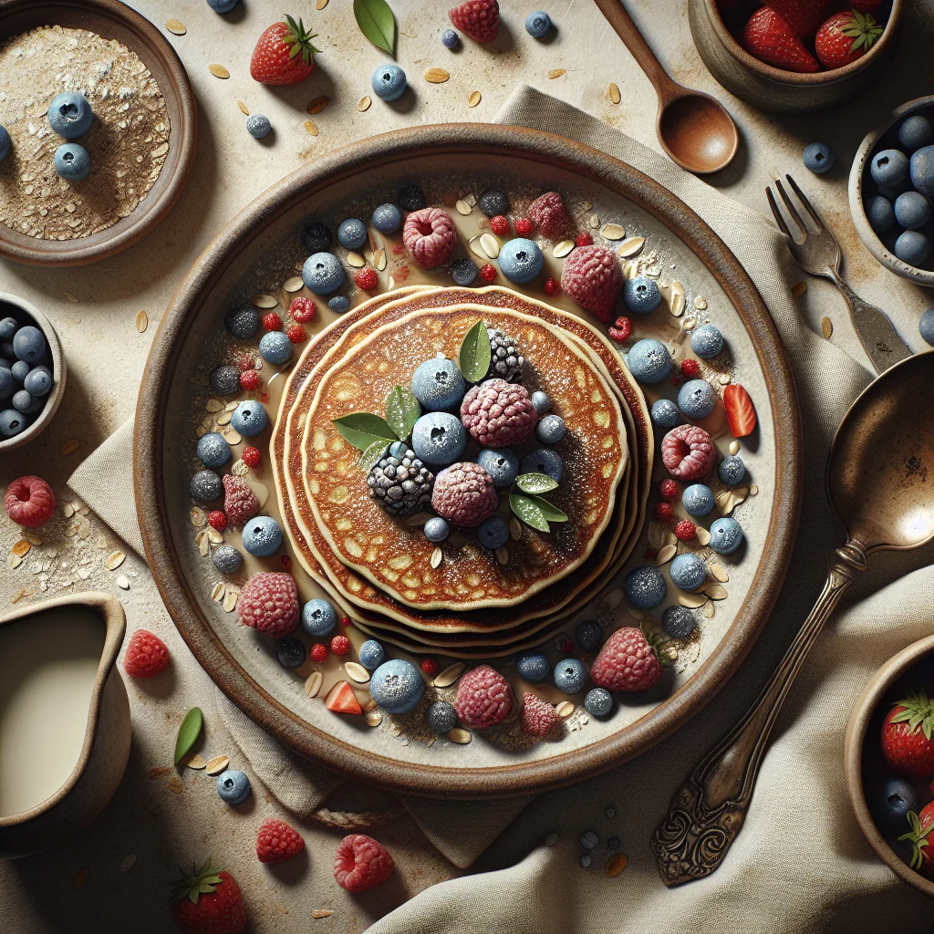 Energetic Oat Pancakes with Fresh Berries