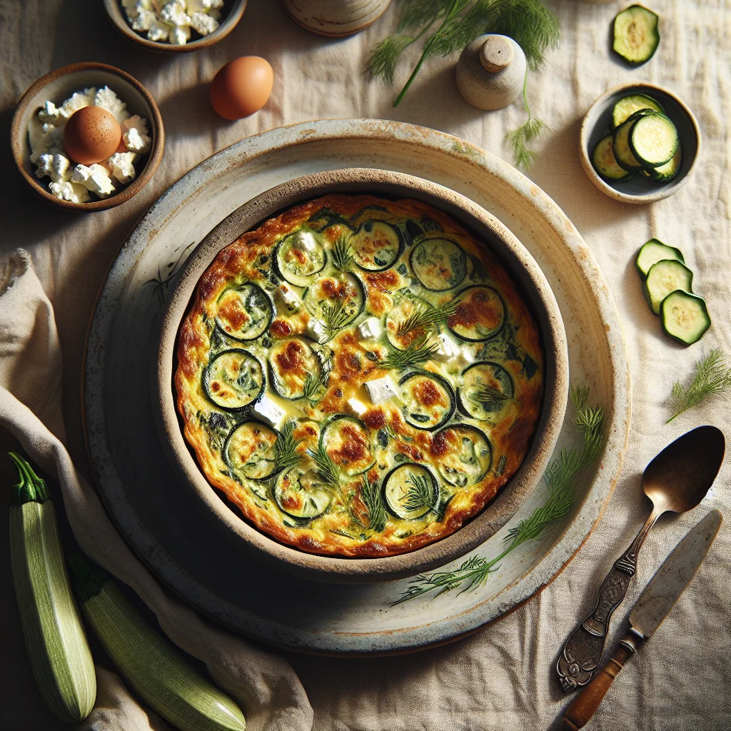 Sonnige Zucchini Frittata mit Feta und Dill