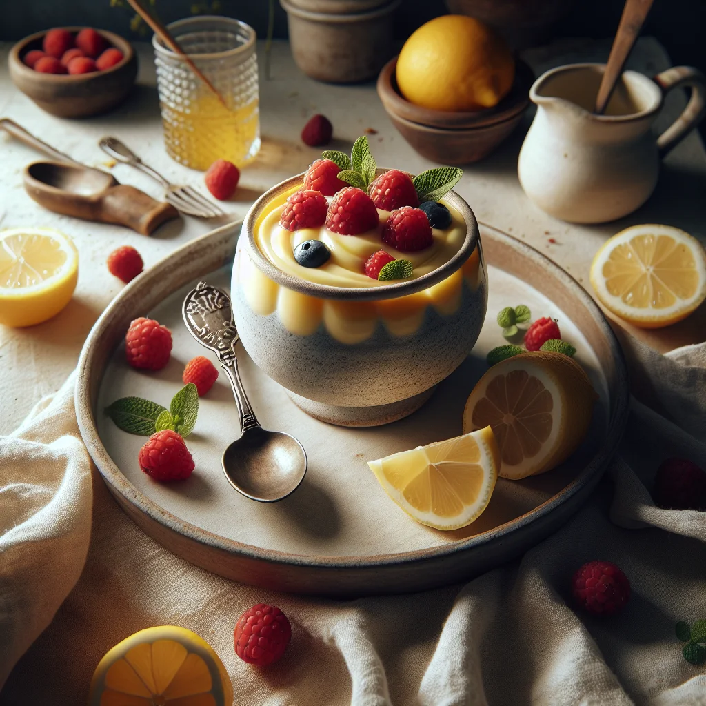 Erfrischende Zitronenmousse mit roten Früchten