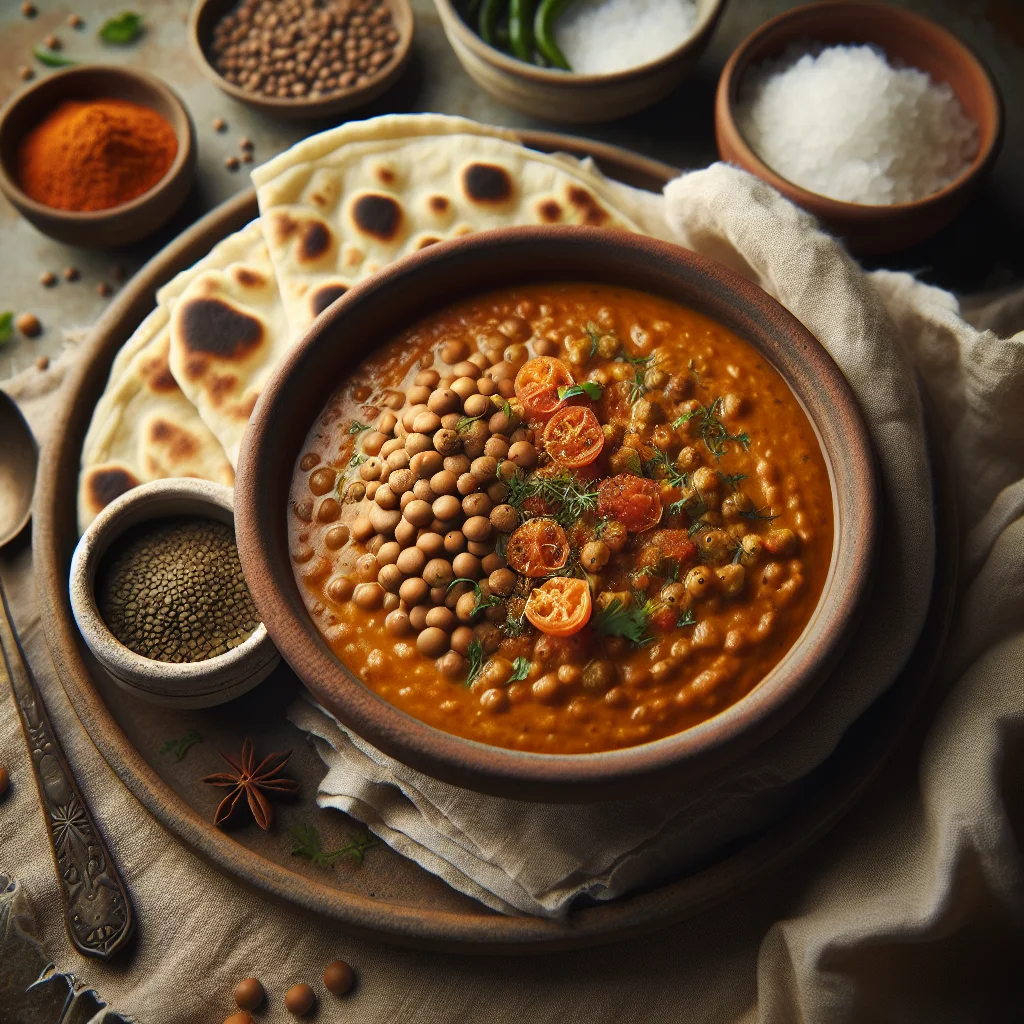 Deliciosa Curry de Lentilhas com Leite de Coco e Pão Naan