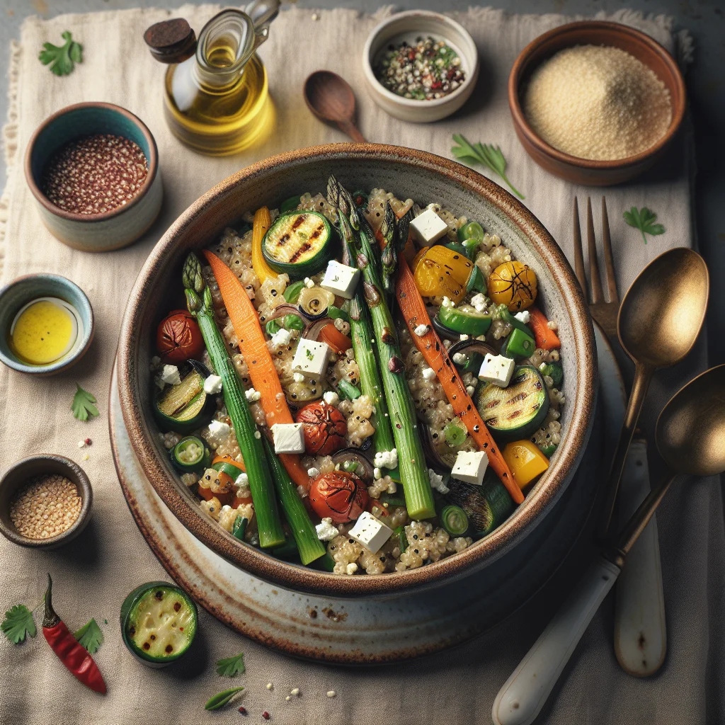 Risoto de Quinoa Saudável com Legumes Grelhados e Feta