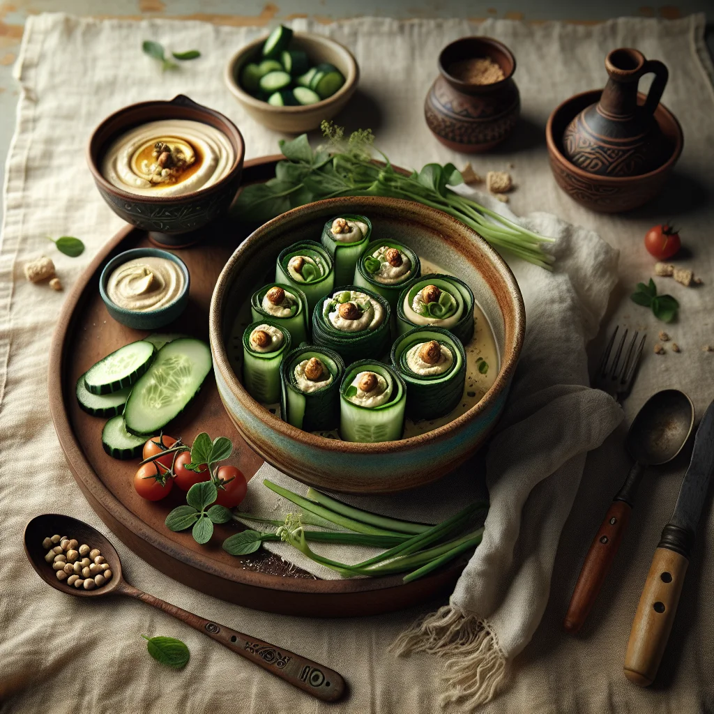 Fresh Cucumber Rolls with Hummus