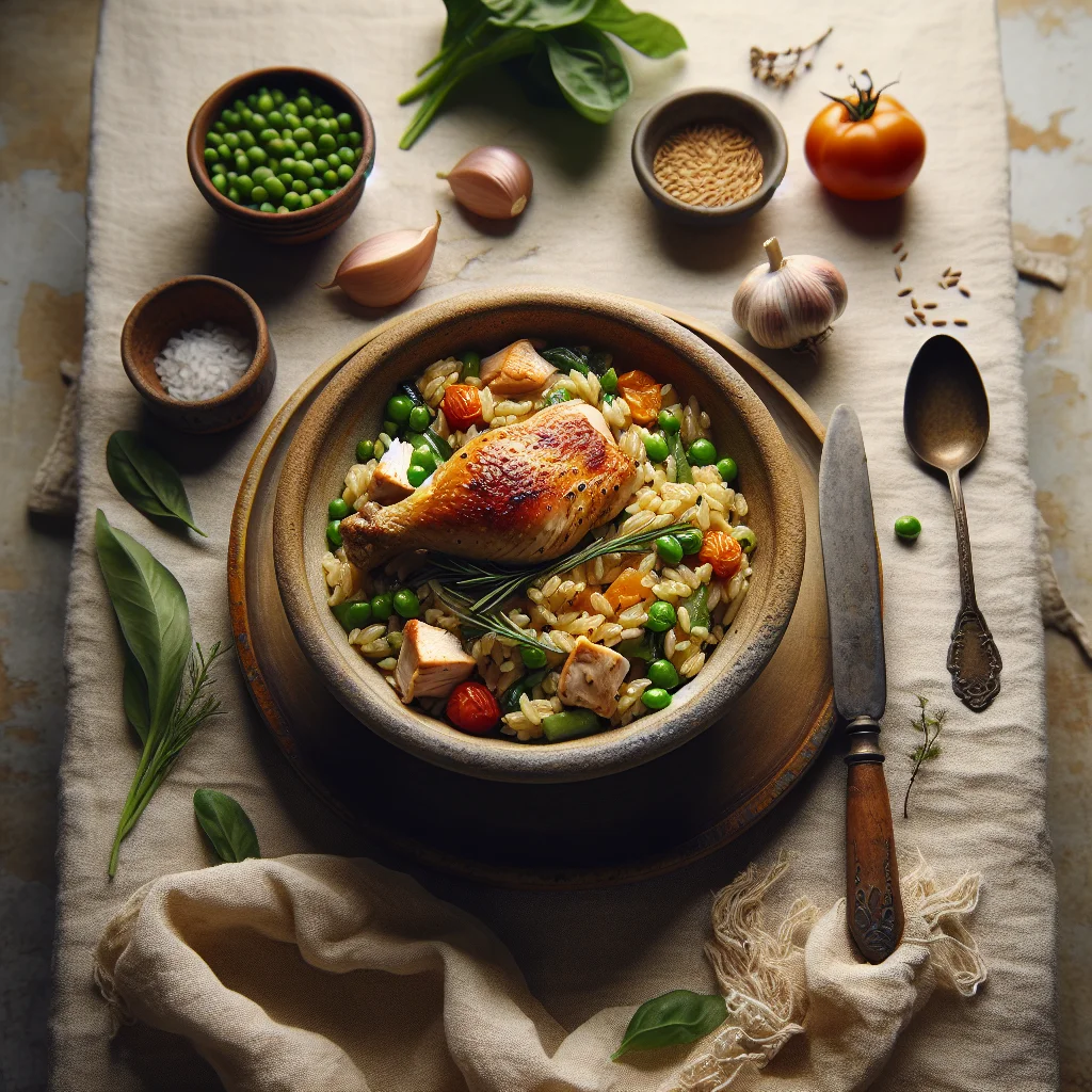 Risotto Primavera com Frango Assado
