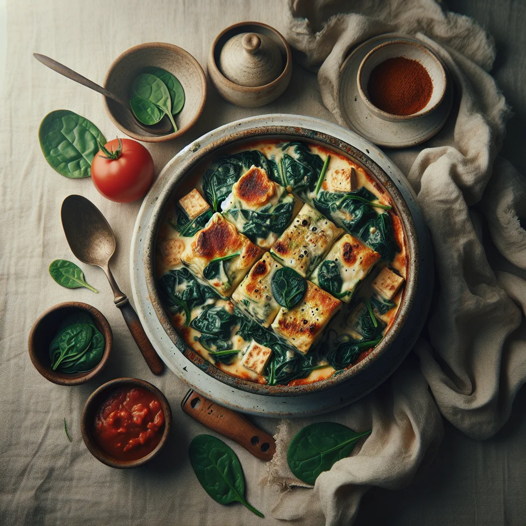 Spinazie Lasagne met Tofu en Tomatensaus
