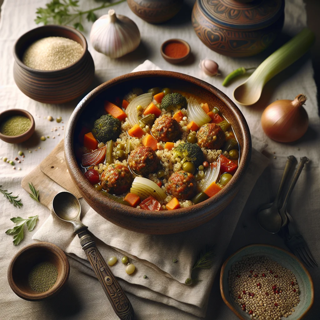 Italiaanse Quinoa Stoofpot met Groenten en Gehaktballetjes
