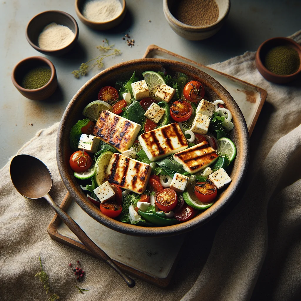 Refreshing Greek Salad with Grilled Halloumi