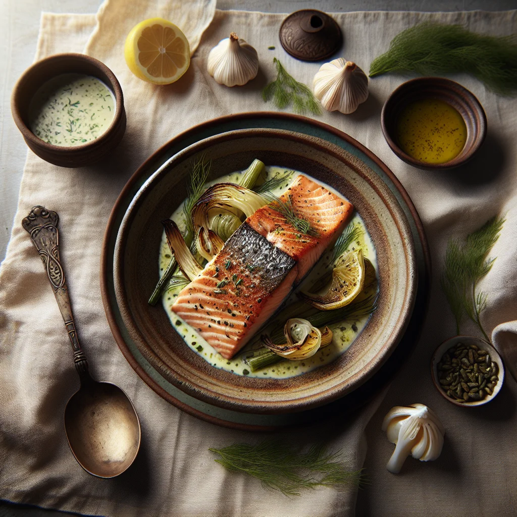 Chef's Special: Salmon Fillet with Roasted Fennel and Lemon-Dill Sauce