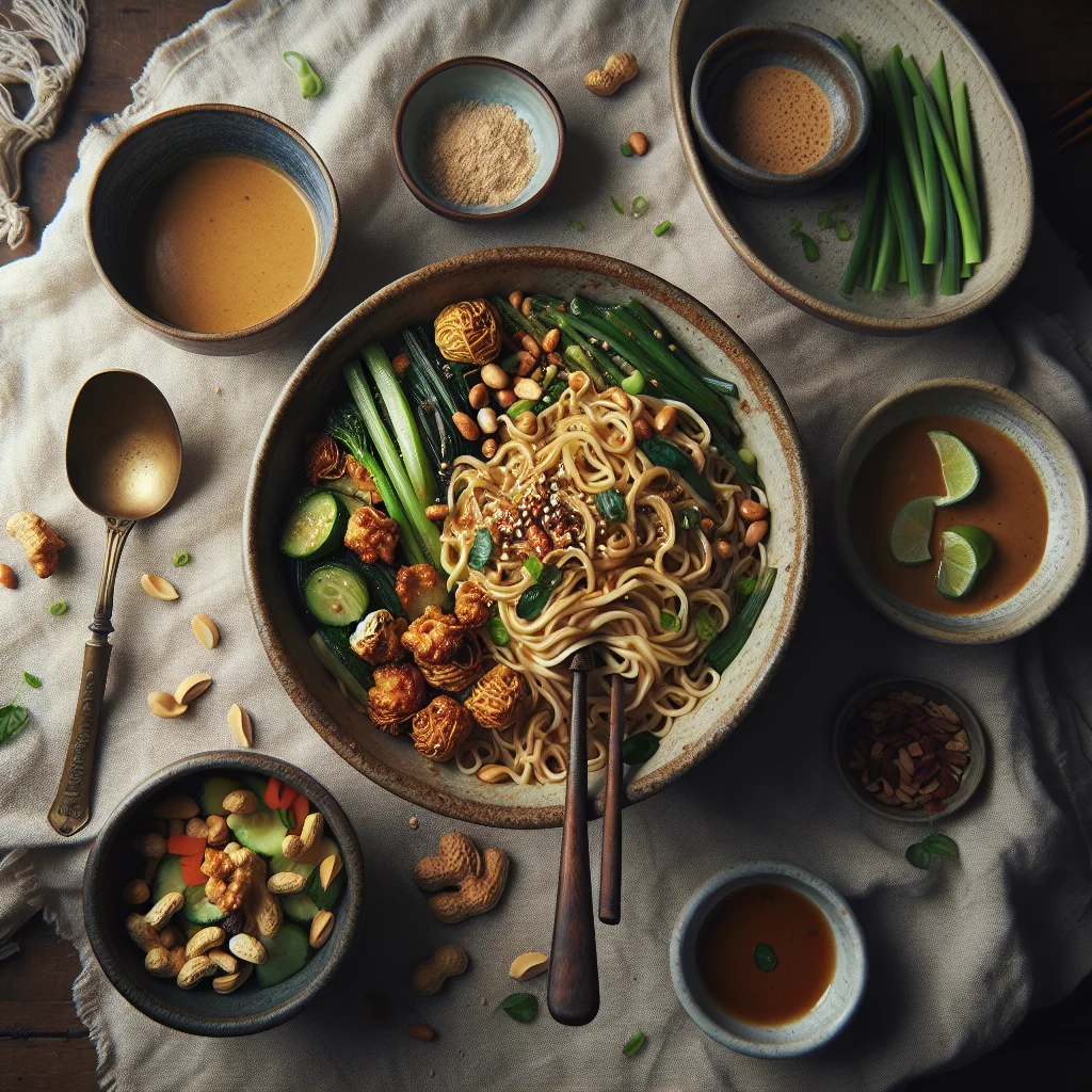 Asian Noodles with Crunchy Vegetables and Peanut Sauce