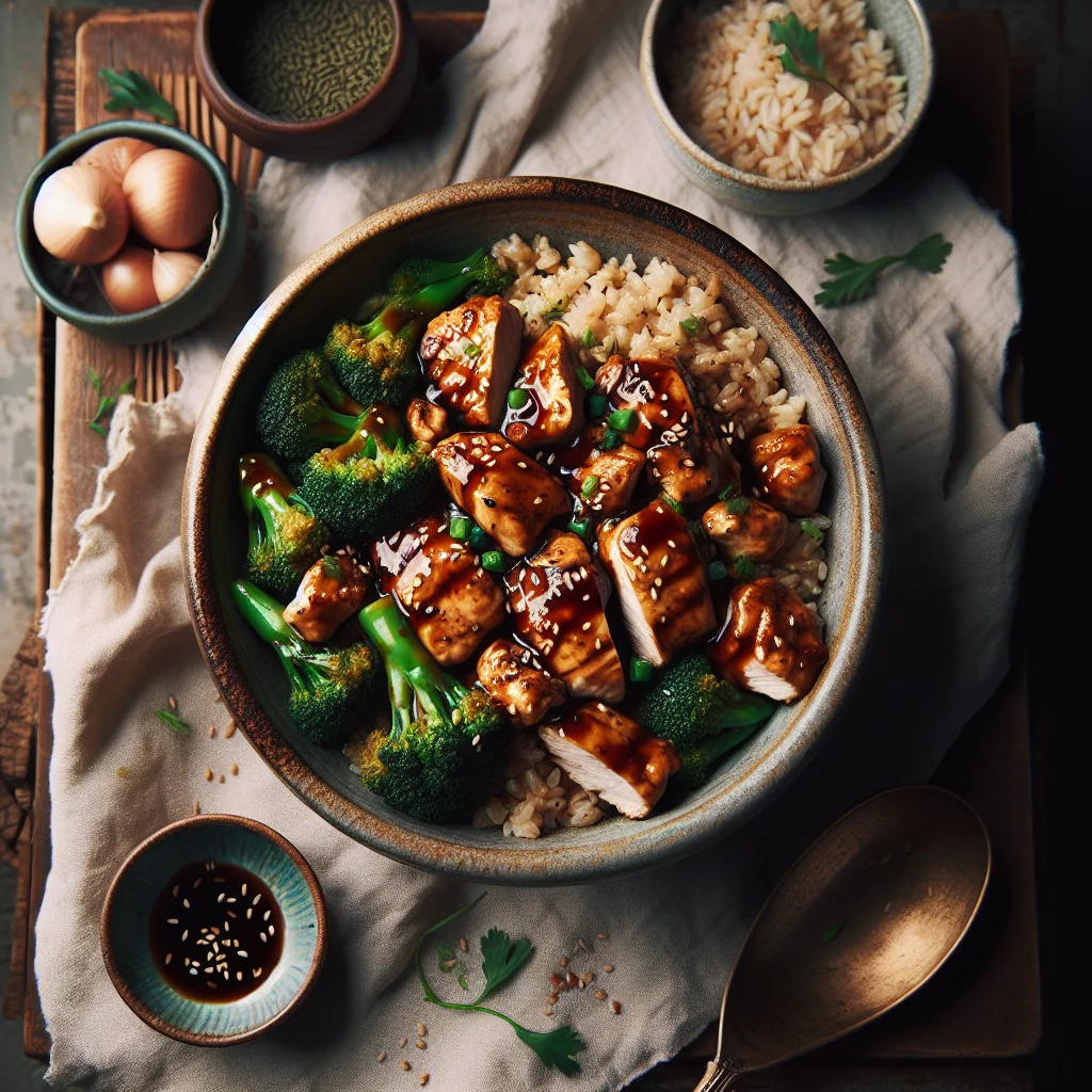 Deliciosa Frango Teriyaki com Brócolis e Arroz Integral