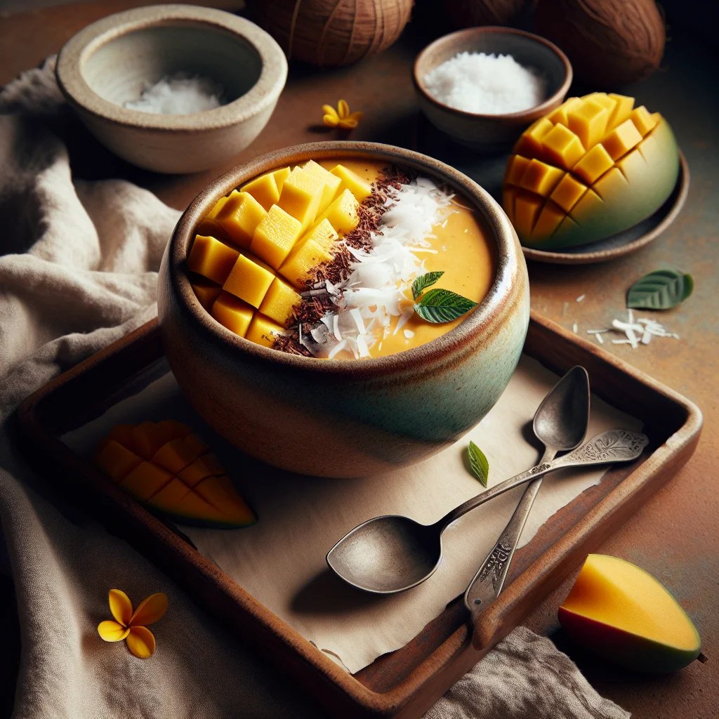 Erfrischende Smoothie Bowl mit Mango und Kokos