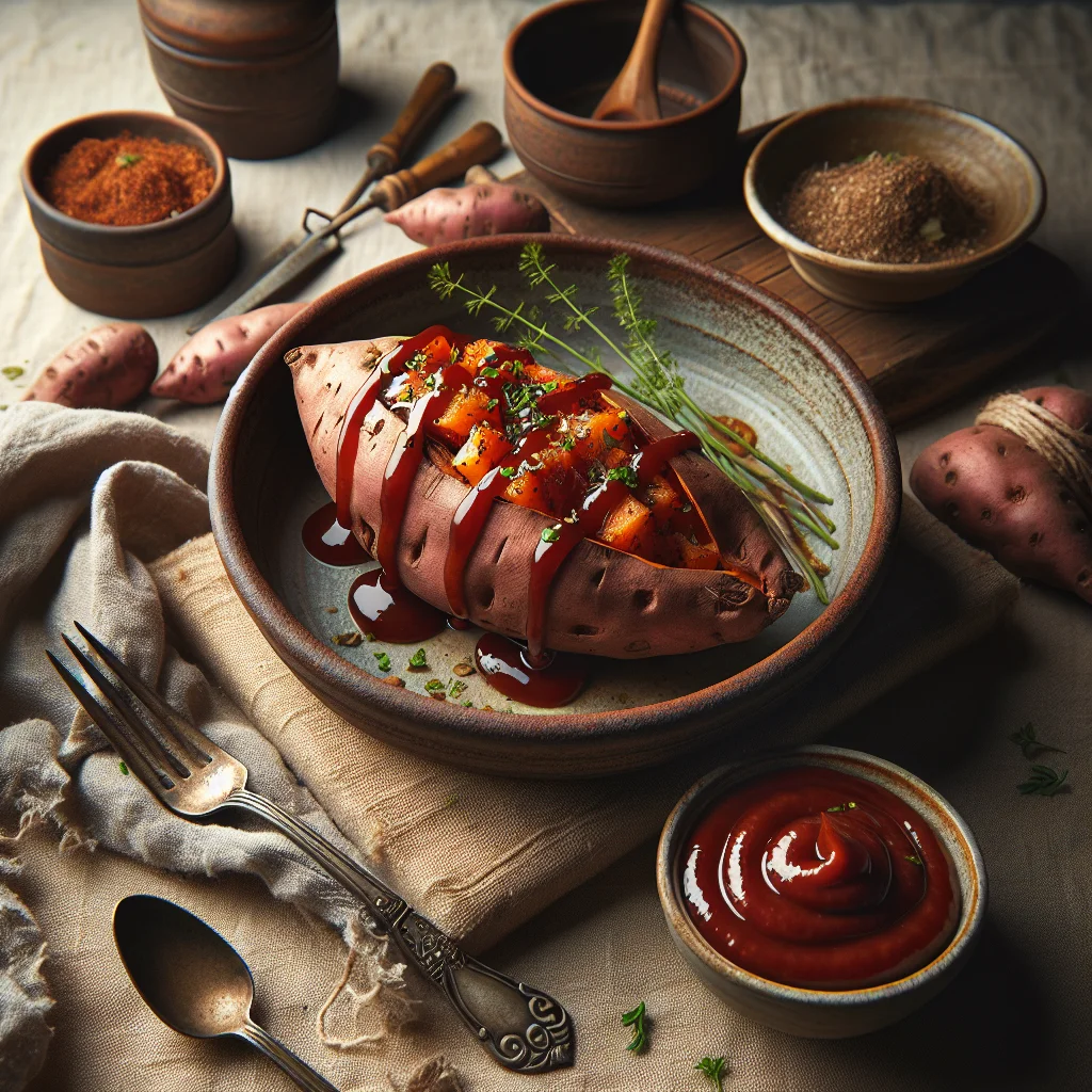 Roasted Sweet Potato with Homemade Barbecue Sauce