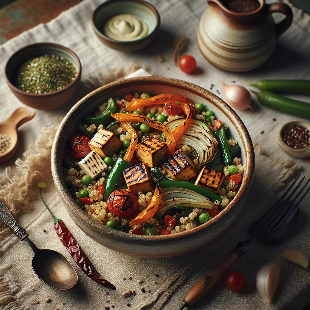 Quinoa Tabouleh with Grilled Vegetables and Tofu