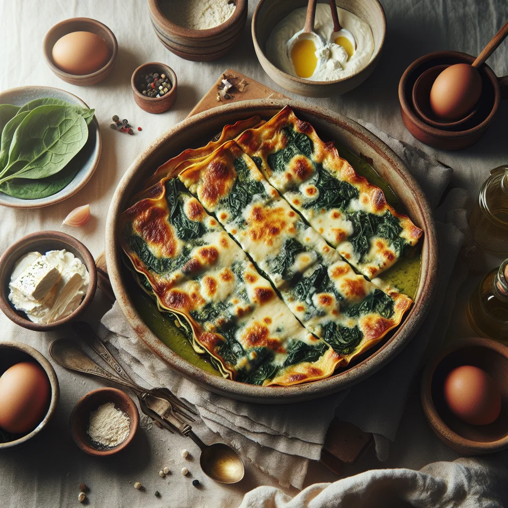 Vegetarian Spinach Lasagna with Ricotta and Mozzarella