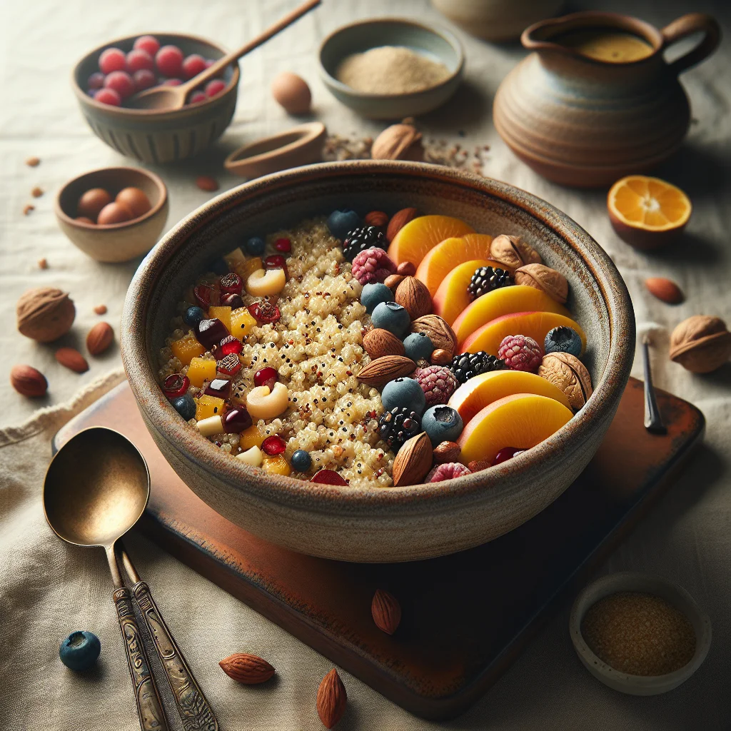 Pequeno-Almoço Quinoa com Frutas Frescas e Nozes