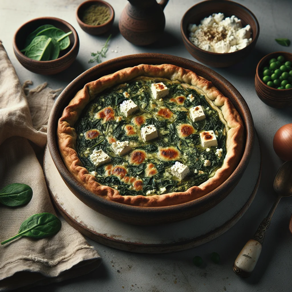 Torta de Espinafre Vegetariana com Feta