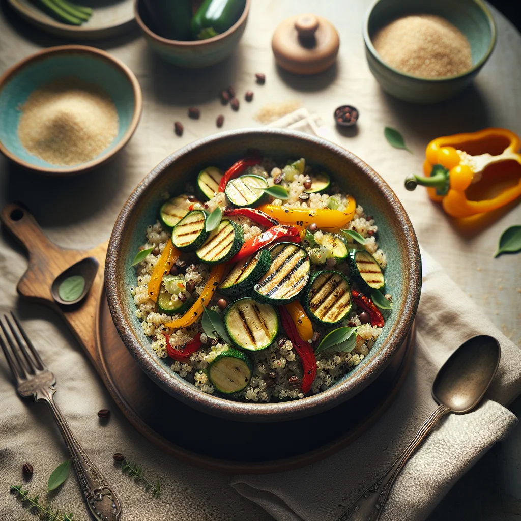 Salada de Quinoa com Abobrinha Grelhada e Pimentão
