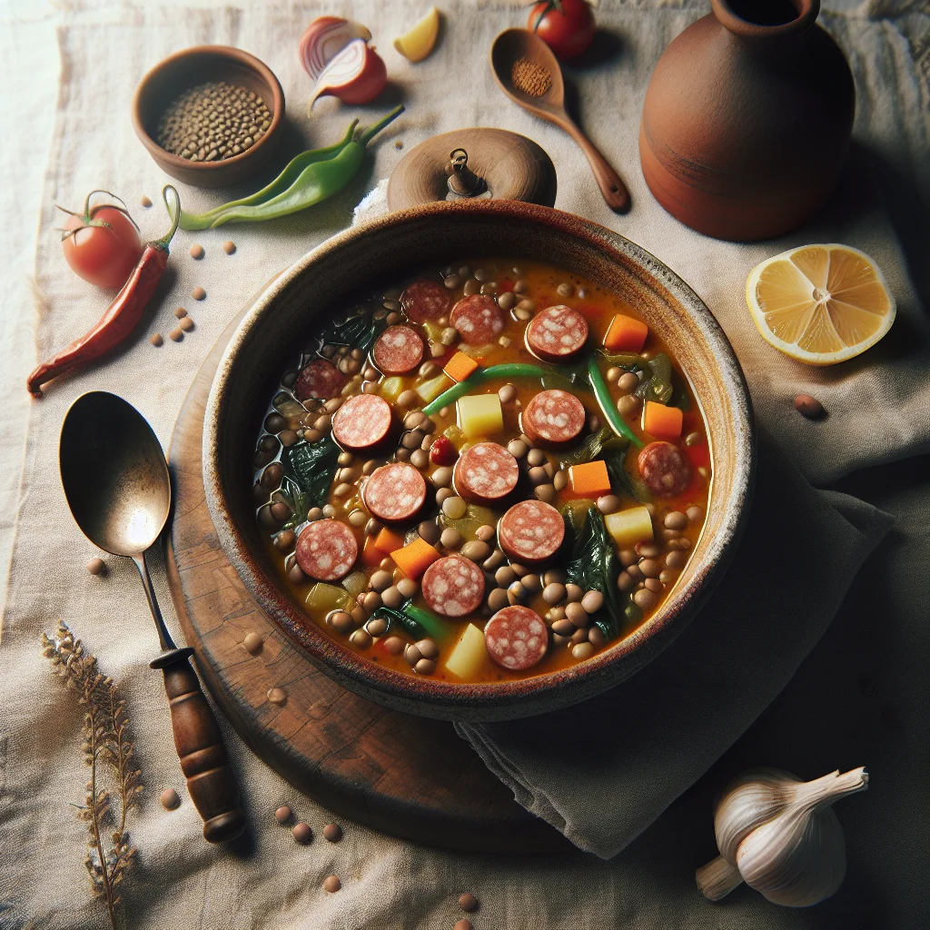 Sopa de Lentilhas Italiana com Linguiça e Legumes