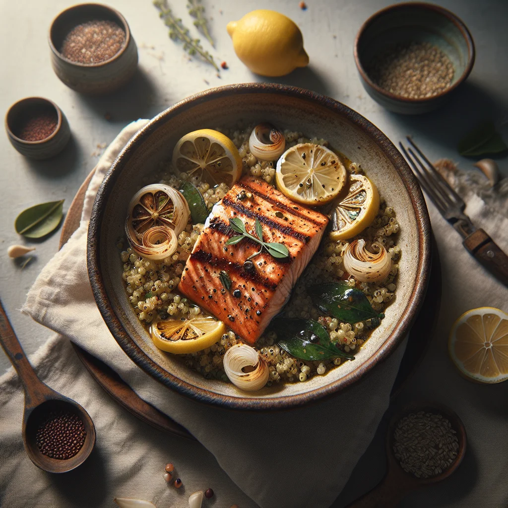 Especial do Chef: Salmão Grelhado com Quinoa de Limão e Alho