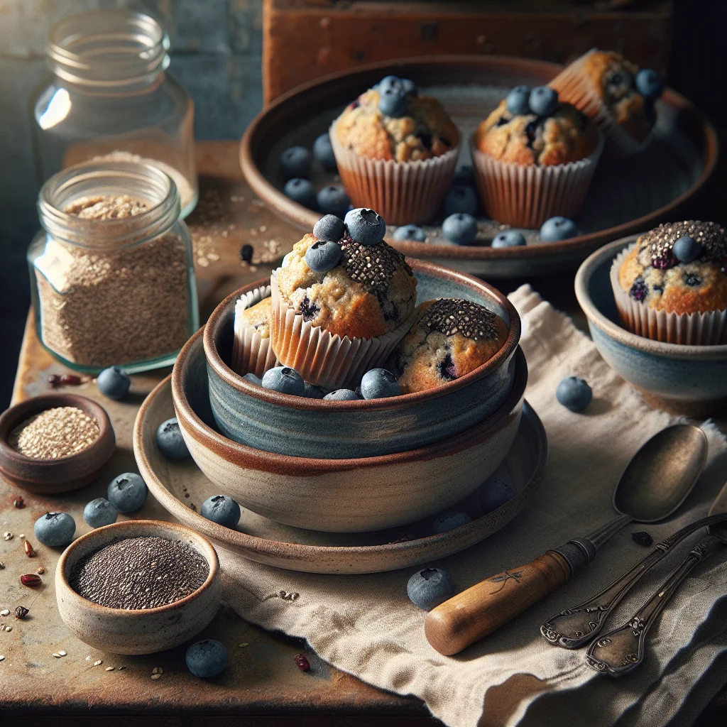 Muffins de Aveia Saudáveis com Mirtilos e Sementes de Chia