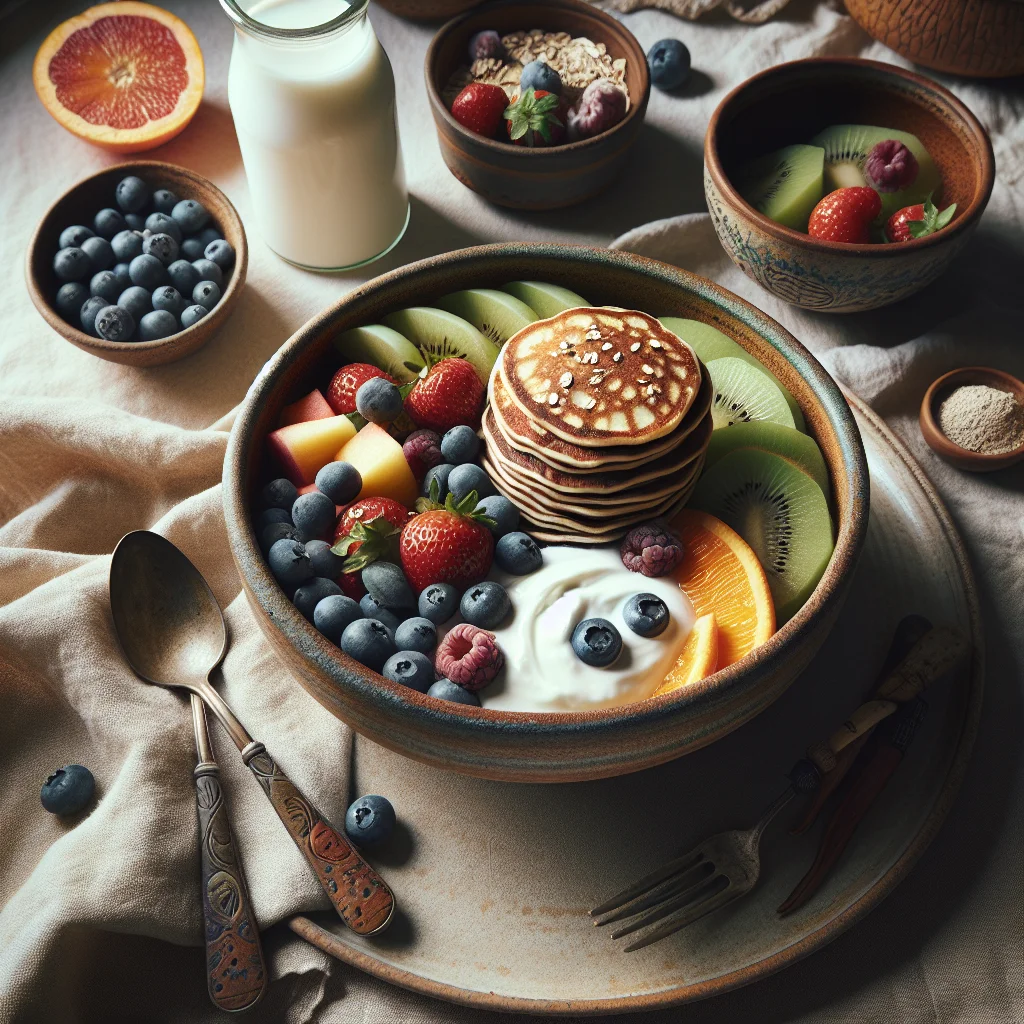 Panquecas de Aveia Saudáveis com Frutas Frescas e Iogurte