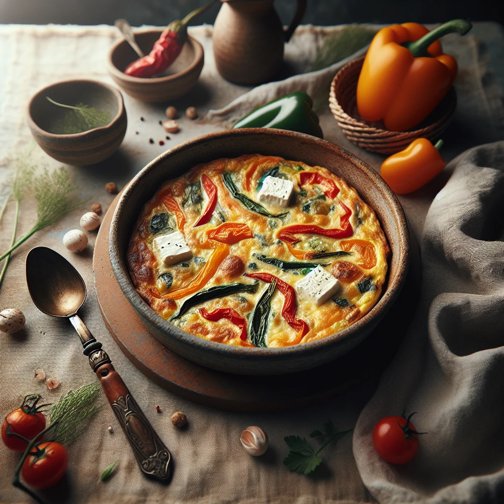 Frittata de Pimentão Assado e Queijo de Cabra