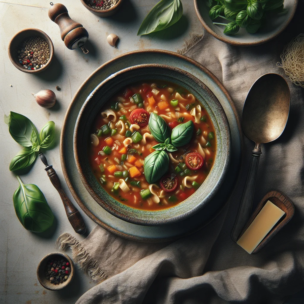 Italian Minestrone Soup with Fresh Basil