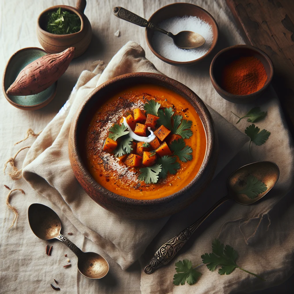 Spicy Sweet Potato Soup with Coriander and Coconut Milk