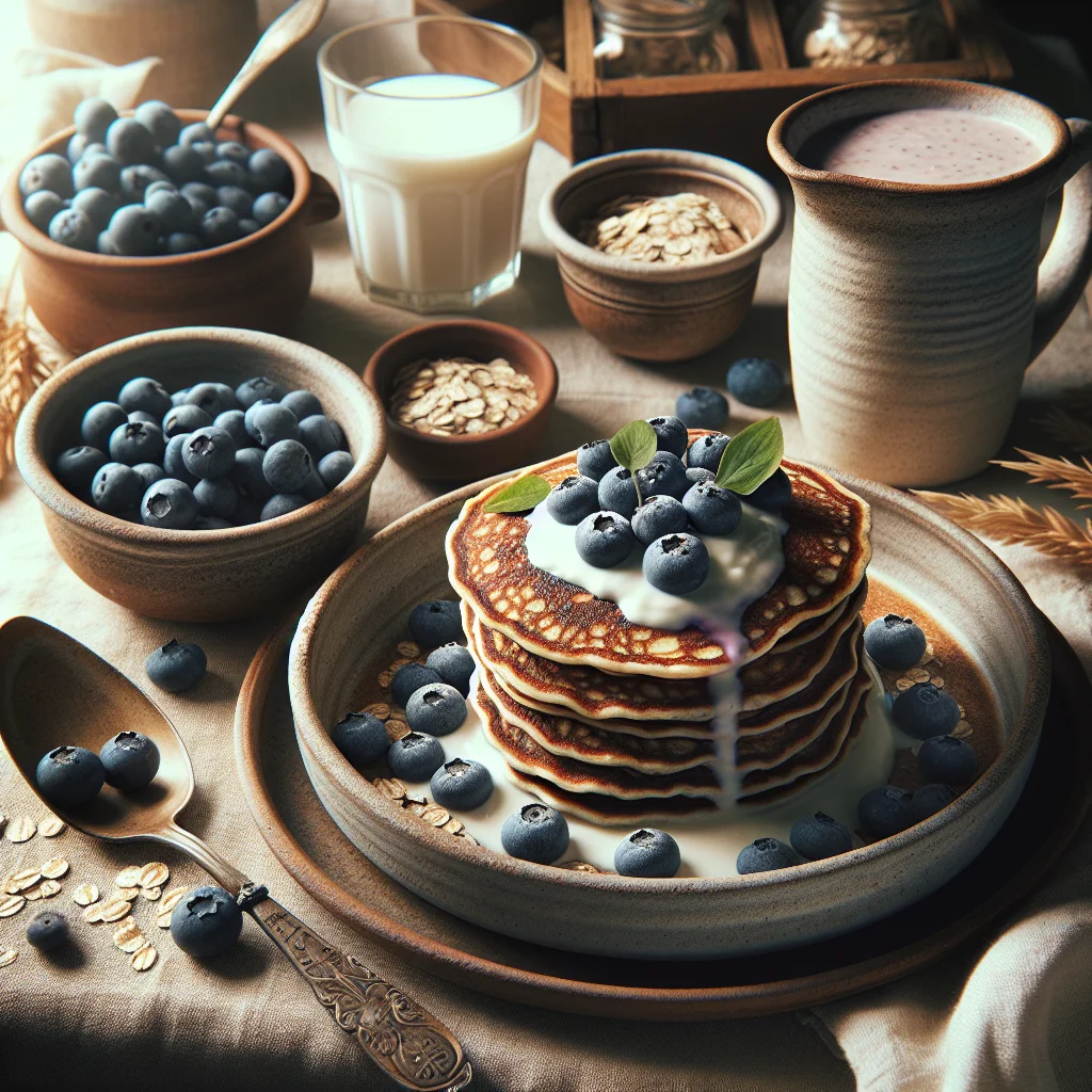 Energievolle Haferpfannkuchen mit Heidelbeeren und Joghurt