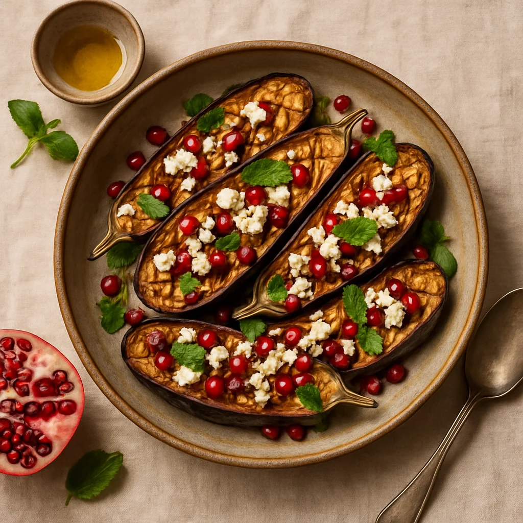 Chef's Special: Roasted Eggplant with Feta and Pomegranate