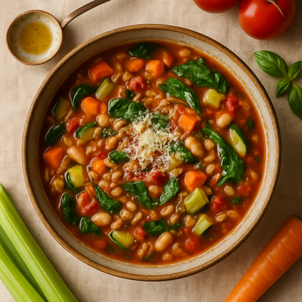 Gezonde Italiaanse Minestrone Soep met Farro