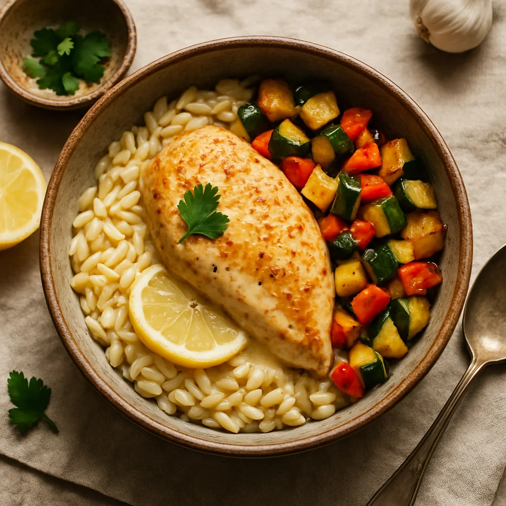 Chef's Special: Romige Kip Fransesca met Orzo en Geroosterde Groenten