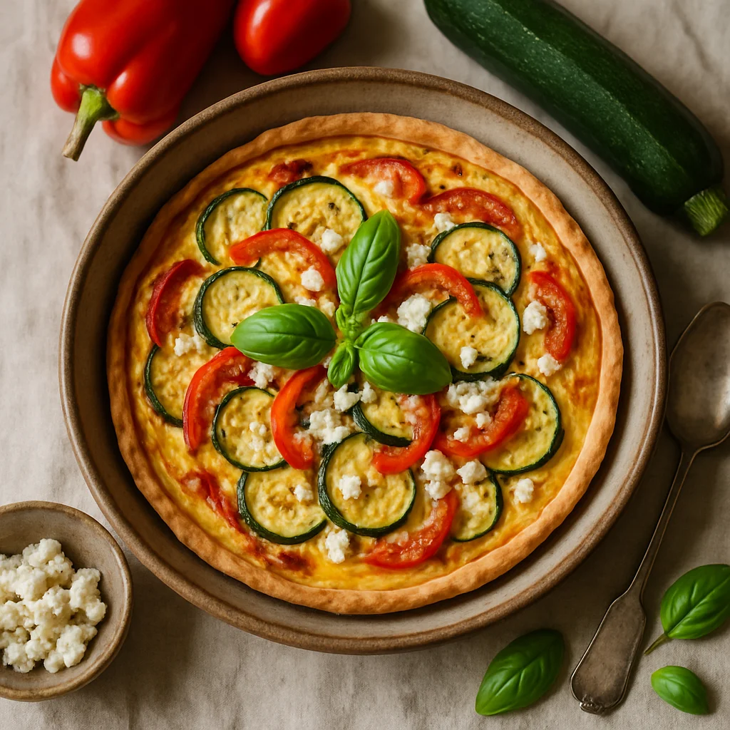 Summer Quiche with Fresh Vegetables and Feta