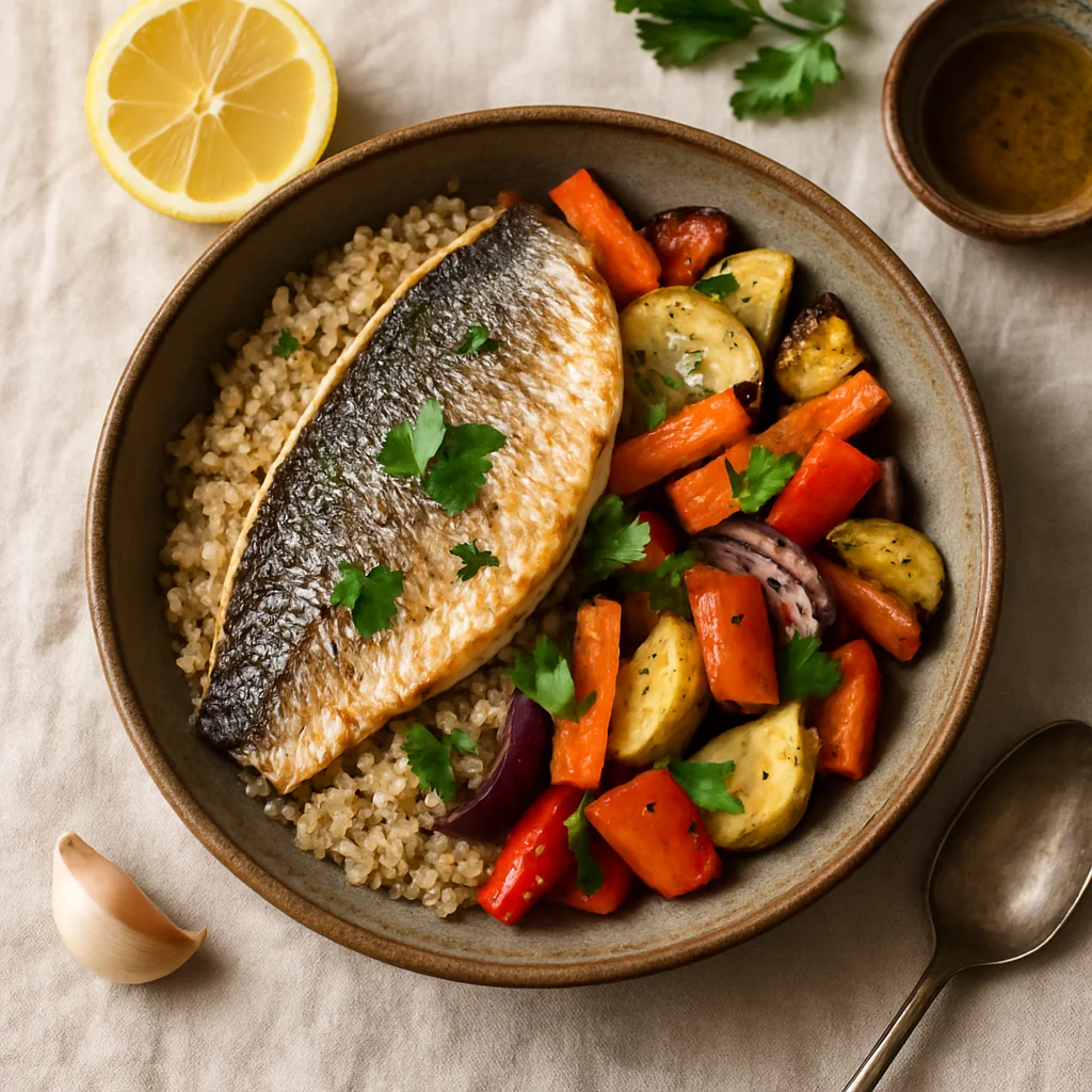 Chef's Special: Gegrilde Zeebaars met Geroosterde Groenten en Quinoa