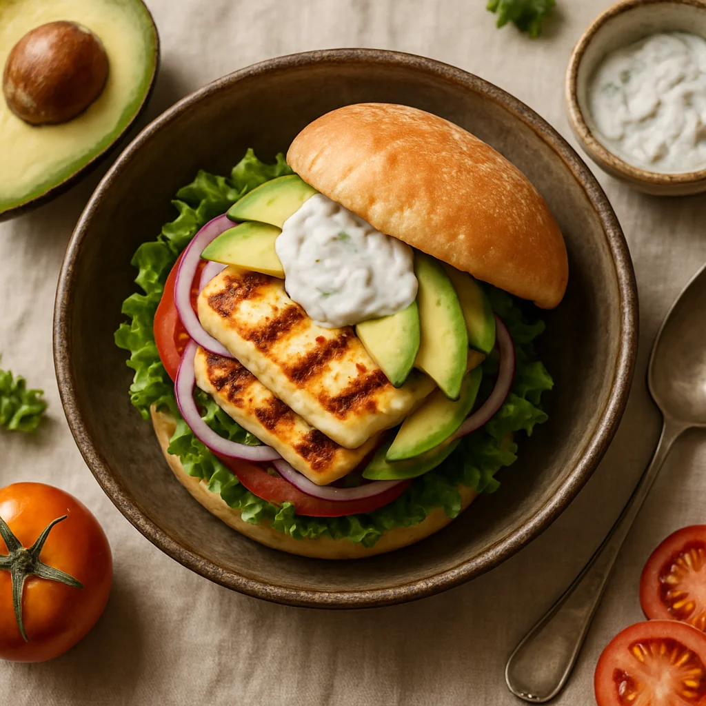 Heerlijke Halloumi Burger met Avocado en Tzatziki