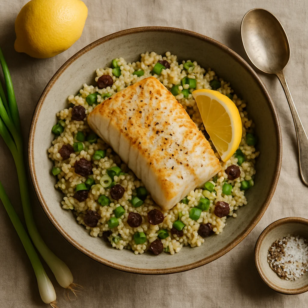 Chef's Special: Kabeljauw op een bedje van Couscous met Rozijnen