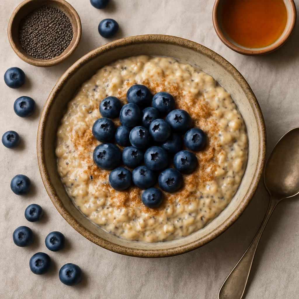 Energetic Oatmeal with Blueberries and Chia Seeds