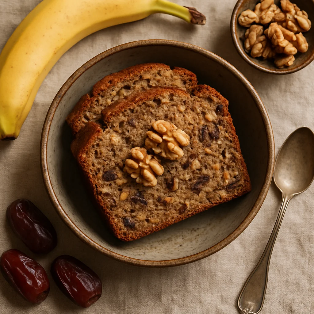 Energieboost Bananenbrot mit Walnüssen und Datteln