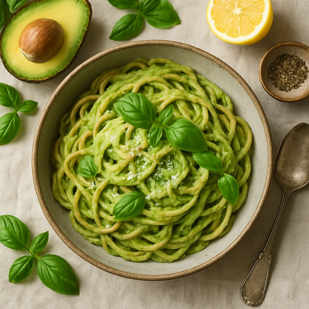 Hausgemachte Avocado-Basilikum Pastasauce