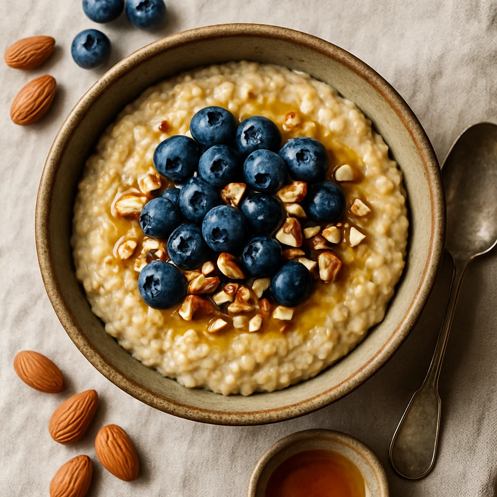 Revigorante Papa de Aveia com Mirtilos e Mel