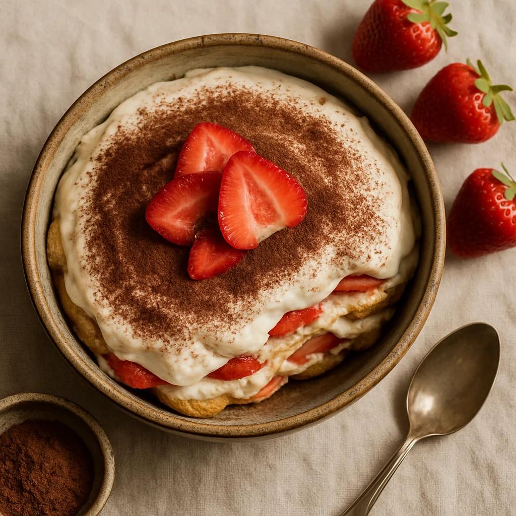 Tiramisu de Morangos Frescos e Frutados
