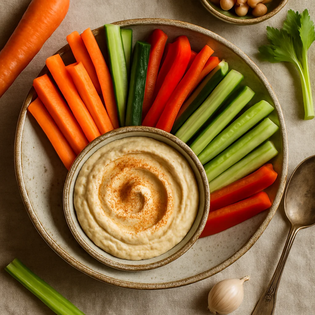 Knapperige Groente Sticks met Hummus Dip