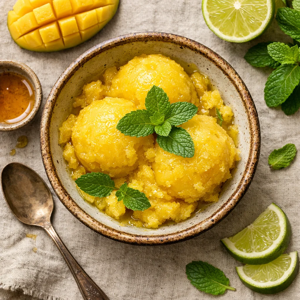 Frisse Mango-munt Sorbet